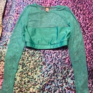 Teal sheer crop top